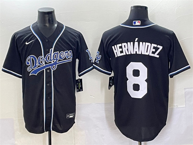 Men's Los Angeles Dodgers #8 Enrique Hern??ndez Black Fashion Stitched Baseball Jersey