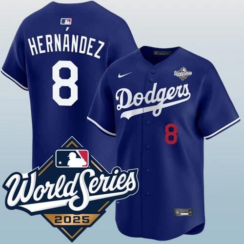 Men's Los Angeles Dodgers #8 Enrique Hern??ndez Blue 2025 World Series Vapor Limited Stitched Jersey