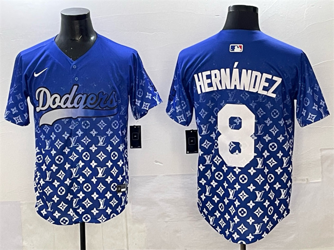 Men's Los Angeles Dodgers #8 Enrique Hern??ndez Blue Limited Stitched Baseball Jersey