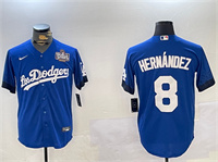 Men's Los Angeles Dodgers #8 Enrique Hern??ndez Royal 2024 World Series City Connect Cool Base Stitched Baseball Jersey