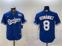 Men's Los Angeles Dodgers #8 Enrique Hern??ndez Royal 2024 World Series Cool Base Stitched Baseball Jersey