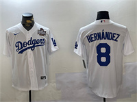 Men's Los Angeles Dodgers #8 Enrique Hern??ndez White 2024 World Series Cool Base Stitched Baseball Jersey