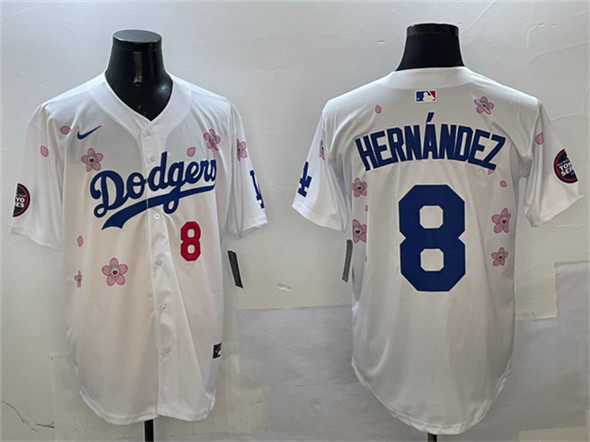 Men's Los Angeles Dodgers #8 Enrique Hern??ndez White 2025 Tokyo Series Limited Stitched Baseball Jersey