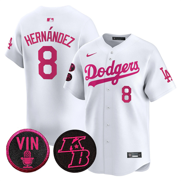 Men's Los Angeles Dodgers #8 Enrique Hern??ndez White 2026 Mothera??s Day Vapor Premier Limited Stitched Baseball Jersey