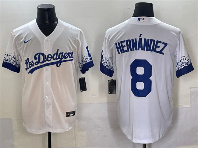 Men's Los Angeles Dodgers #8 Enrique Hern??ndez White City Connect Cool Base Stitched Jersey