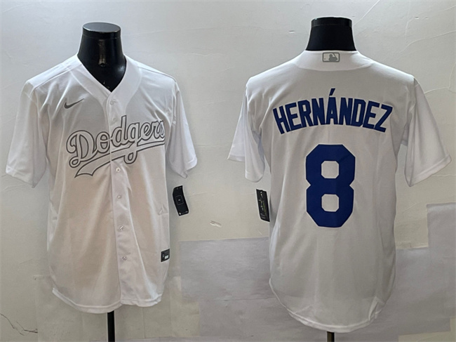 Men's Los Angeles Dodgers #8 Enrique Hern??ndez White Fashion Cool Base Stitched Baseball Jersey