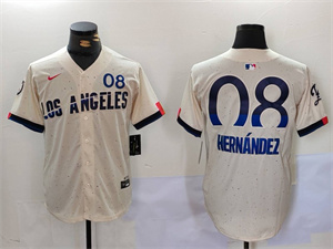 Men's Los Angeles Dodgers #8 Kik?? Hern??ndez Cream 2024 City Connect Limited Stitched Baseball Jersey