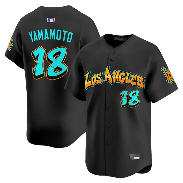 Men's Los Angeles Dodgers 'Graffiti Street Style Edition' Vapor Premier Limited Jersey BLACK#18 YAMAMOTO