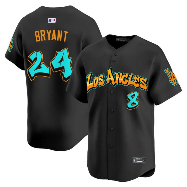 Men's Los Angeles Dodgers 'Graffiti Street Style Edition' Vapor Premier Limited Jersey BLACK#24 KOBE BRYANT