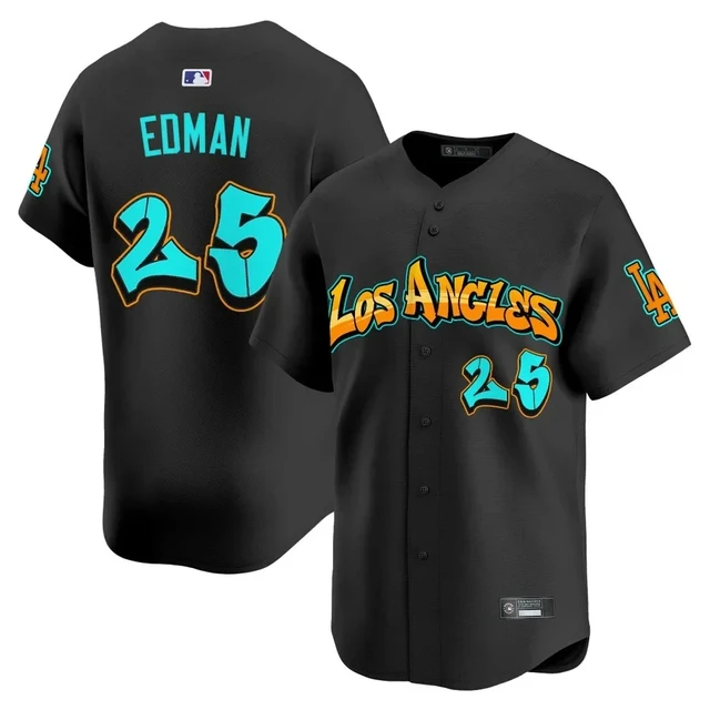 Men's Los Angeles Dodgers 'Graffiti Street Style Edition' Vapor Premier Limited Jersey BLACK#25 TOMMY EDMAN