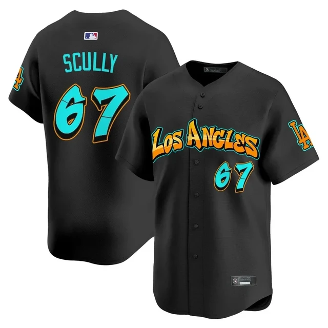 Men's Los Angeles Dodgers 'Graffiti Street Style Edition' Vapor Premier Limited Jersey BLACK#67 VIN SCULLY