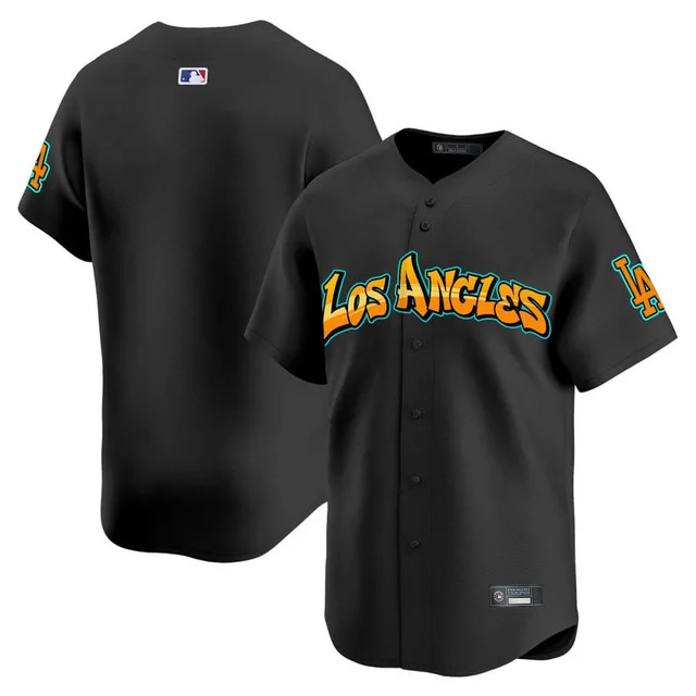 Men's Los Angeles Dodgers 'Graffiti Street Style Edition' Vapor Premier Limited Jersey BLACK BLANK
