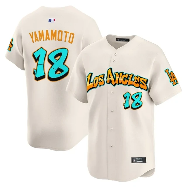 Men's Los Angeles Dodgers 'Graffiti Street Style Edition' Vapor Premier Limited Jersey CREAM#18 YAMAMOTO