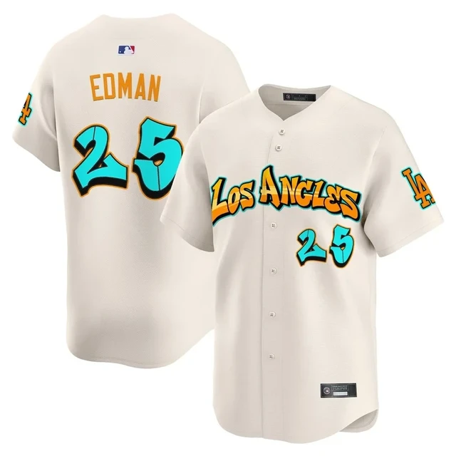 Men's Los Angeles Dodgers 'Graffiti Street Style Edition' Vapor Premier Limited Jersey CREAM#25 TOMMY EDMAN