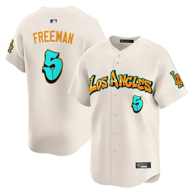 Men's Los Angeles Dodgers 'Graffiti Street Style Edition' Vapor Premier Limited Jersey CREAM#5 FREDDIE FREEMAN