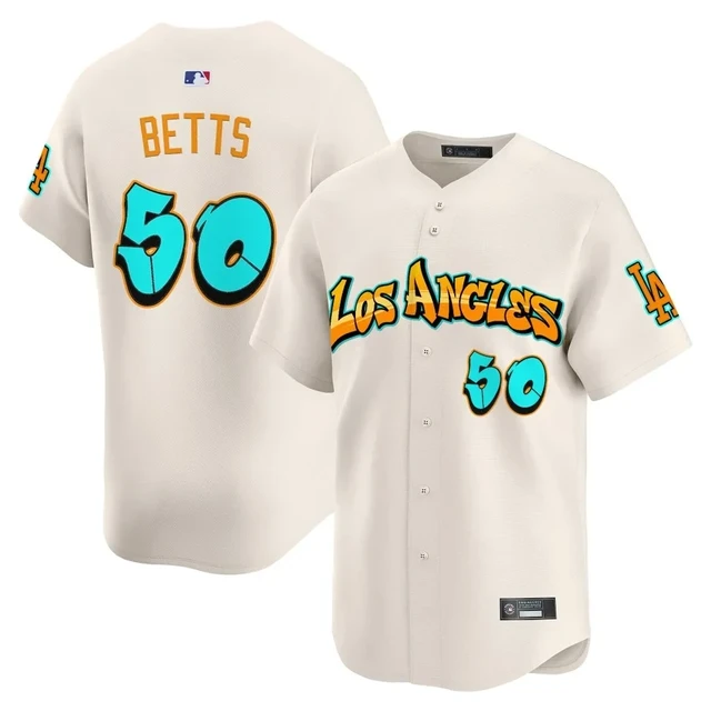 Men's Los Angeles Dodgers 'Graffiti Street Style Edition' Vapor Premier Limited Jersey CREAM#50 MOOKIE BETTS