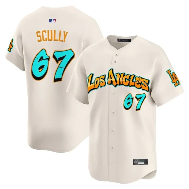 Men's Los Angeles Dodgers 'Graffiti Street Style Edition' Vapor Premier Limited Jersey CREAM#67 VIN SCULLY