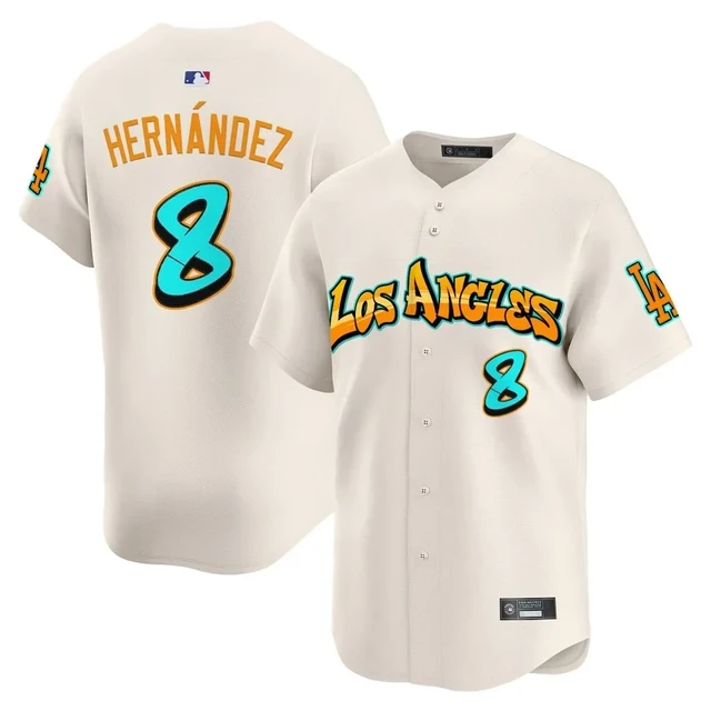 Men's Los Angeles Dodgers 'Graffiti Street Style Edition' Vapor Premier Limited Jersey CREAM#8 KIKE HERNANDEZ