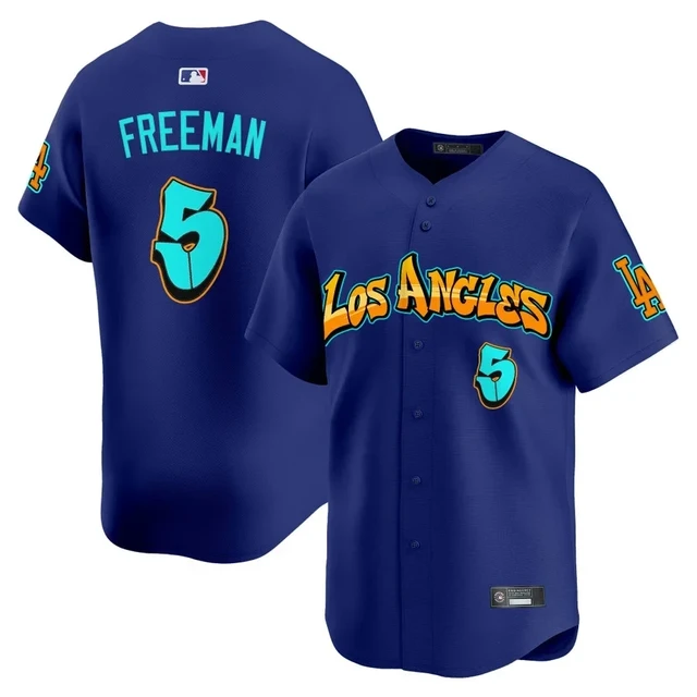Men's Los Angeles Dodgers 'Graffiti Street Style Edition' Vapor Premier Limited Jersey ROYAL#5 FREDDIE FREEMAN