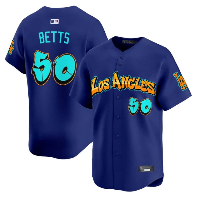 Men's Los Angeles Dodgers 'Graffiti Street Style Edition' Vapor Premier Limited Jersey ROYAL#50 MOOKIE BETTS
