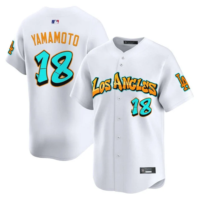 Men's Los Angeles Dodgers 'Graffiti Street Style Edition' Vapor Premier Limited Jersey WHITE#18 YAMAMOTO