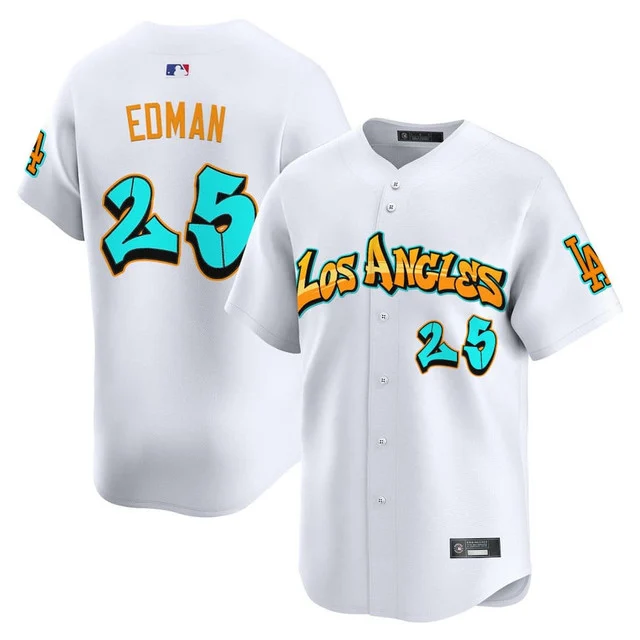 Men's Los Angeles Dodgers 'Graffiti Street Style Edition' Vapor Premier Limited Jersey WHITE#25 TOMMY EDMAN