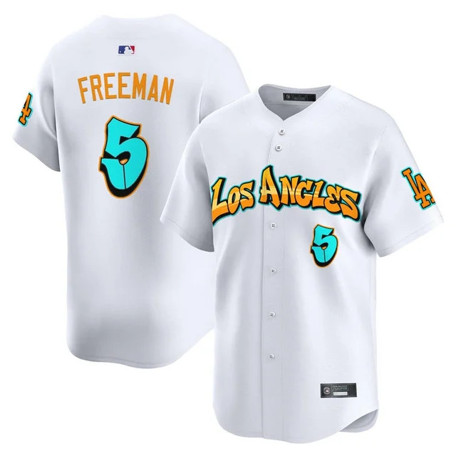 Men's Los Angeles Dodgers 'Graffiti Street Style Edition' Vapor Premier Limited Jersey WHITE#5 FREDDIE FREEMAN