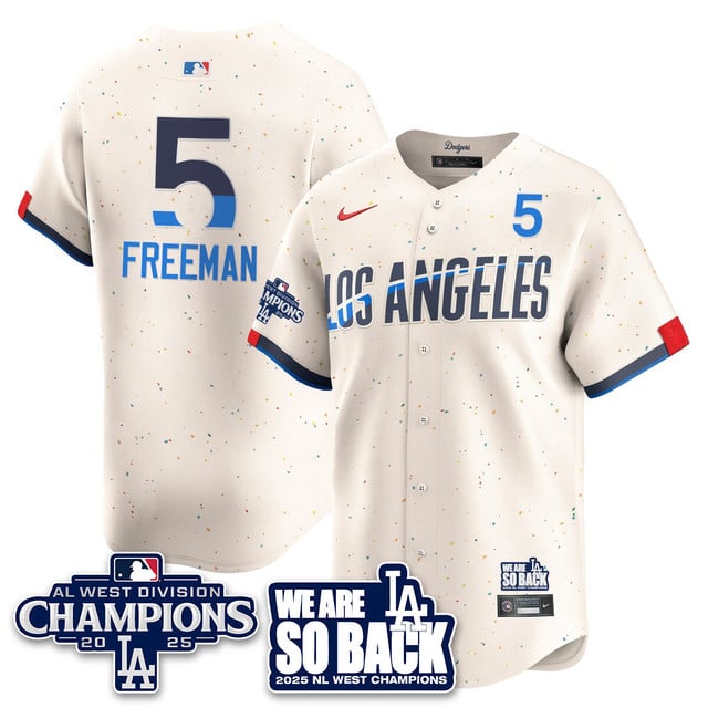 Men's Los Angeles Dodgers 2025 NL West Division Champions Jersey #5 Freddie Freeman