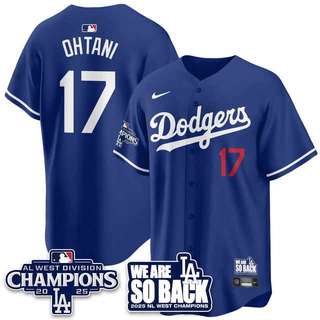 Men's Los Angeles Dodgers 2025 NL West Division Champions Jersey blue #17 Shohei Ohtani