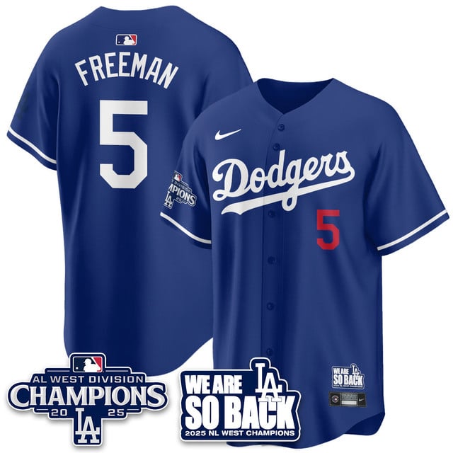 Men's Los Angeles Dodgers 2025 NL West Division Champions Jersey blue #5 Freddie Freeman
