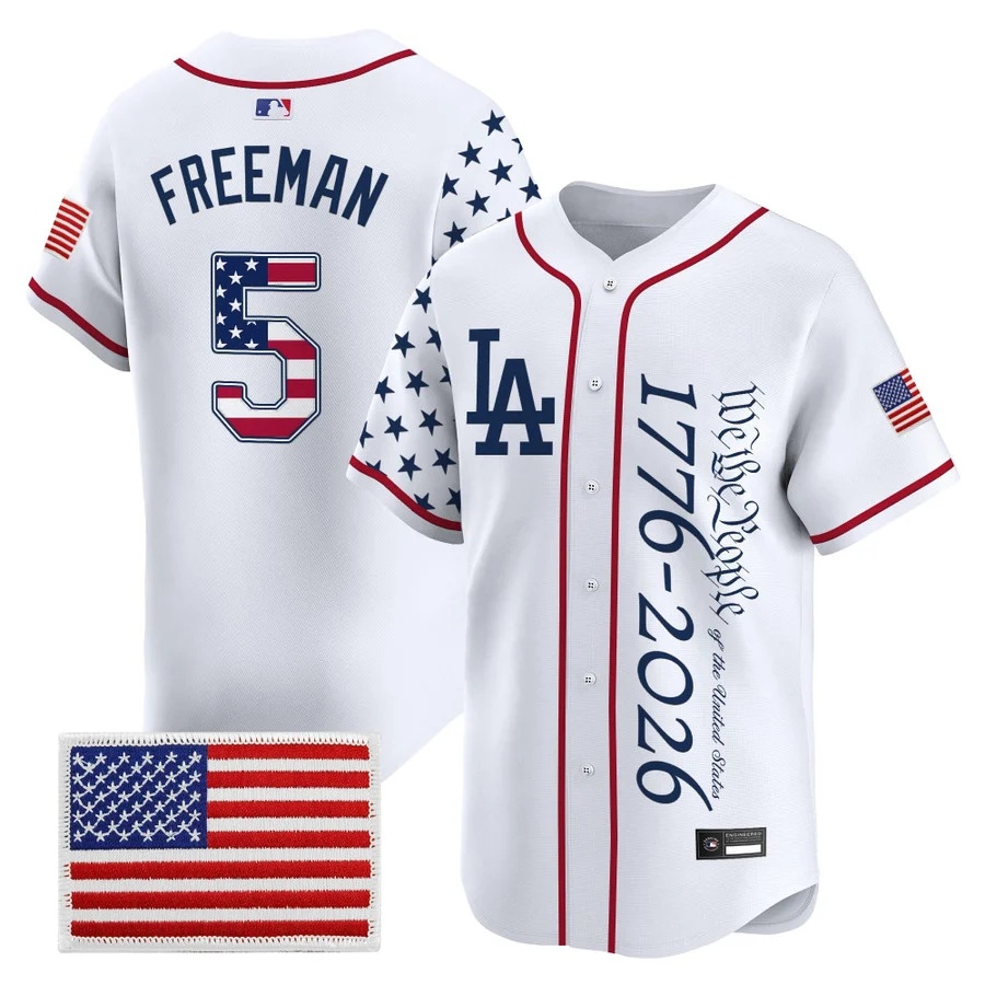 Men's Los Angeles Dodgers America 250 Edition Vapor Premier Limited Jersey V2 WHITE #5 FREDDIE FREEMAN
