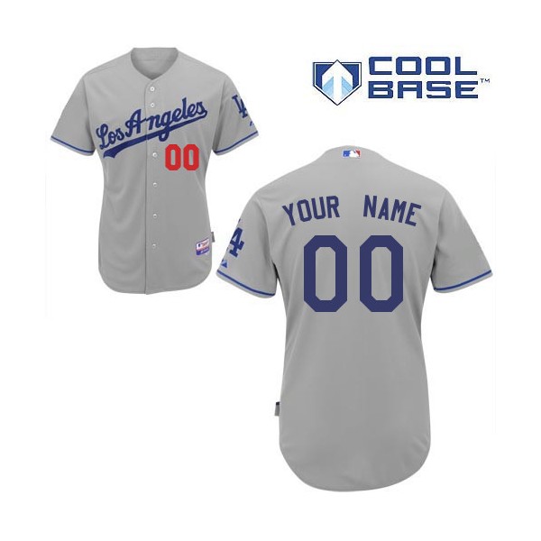 Men's Los Angeles Dodgers Customized Authentic Grey Road Cool Base MLB Jersey