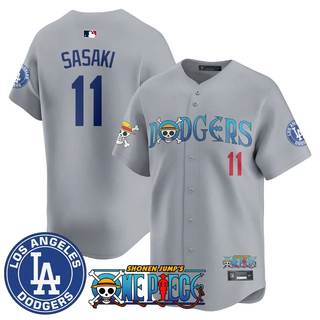 Men's Los Angeles Dodgers OP 2025 Limited Jersey - All Stitched gray  #11 roki sasaki