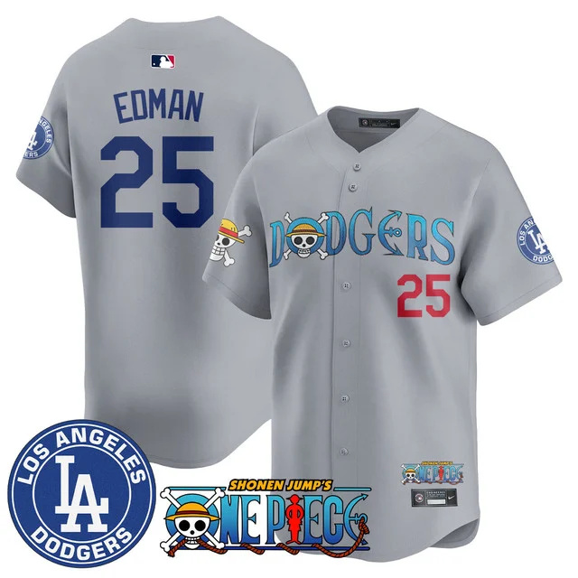 Men's Los Angeles Dodgers OP 2025 Limited Jersey - All Stitched gray #25 Tommy edman