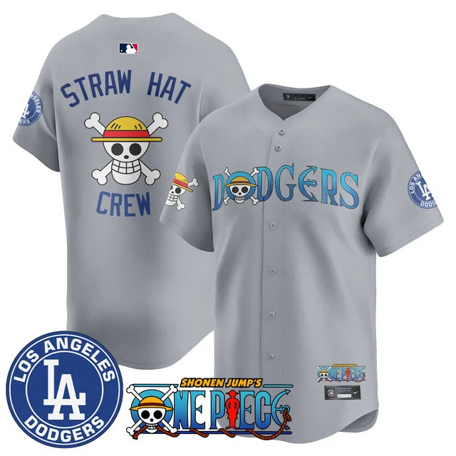 Men's Los Angeles Dodgers OP 2025 Limited Jersey - All Stitched gray straw hat