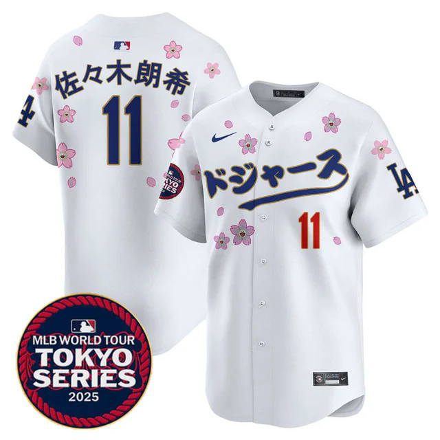 Men's Los Angeles Dodgers Tokyo Series 2025 Vapor Limited Jersey N6 #11 ROKI SASAKI (KANJI).webp