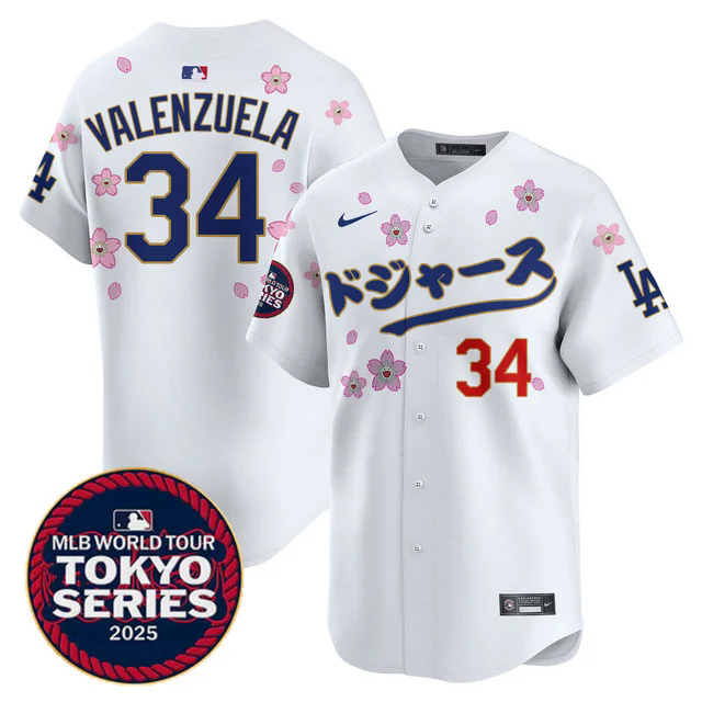 Men's Los Angeles Dodgers Tokyo Series 2025 Vapor Limited Jersey N6 #34 FERNANDO VALENZUELA.webp