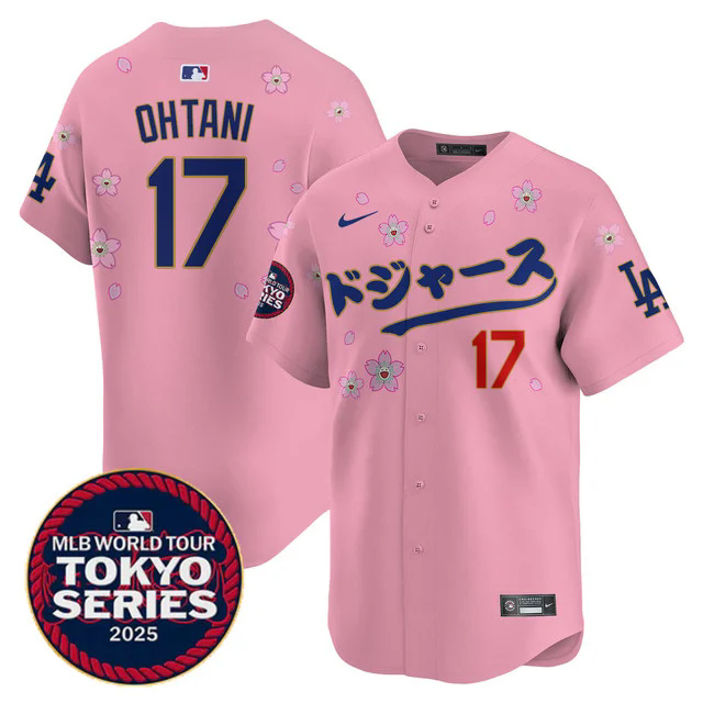 Men's Los Angeles Dodgers Tokyo Series 2025 Vapor Limited Jersey N6 CHERRY BLOSSOM #17 SHOHEI OHTANI (KANJI).webp