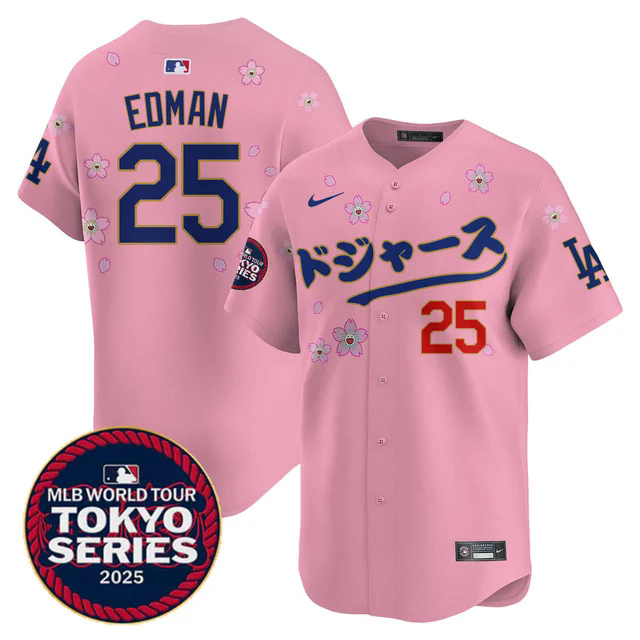 Men's Los Angeles Dodgers Tokyo Series 2025 Vapor Limited Jersey N6 CHERRY BLOSSOM #25 TOMMY EDMAN.webp