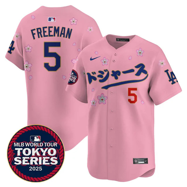 Men's Los Angeles Dodgers Tokyo Series 2025 Vapor Limited Jersey N6 CHERRY BLOSSOM #5 FREDDIE FREEMAN.webp