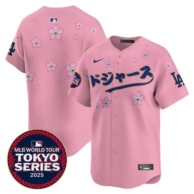 Men's Los Angeles Dodgers Tokyo Series 2025 Vapor Limited Jersey N6 CHERRY BLOSSOM BLANK.webp