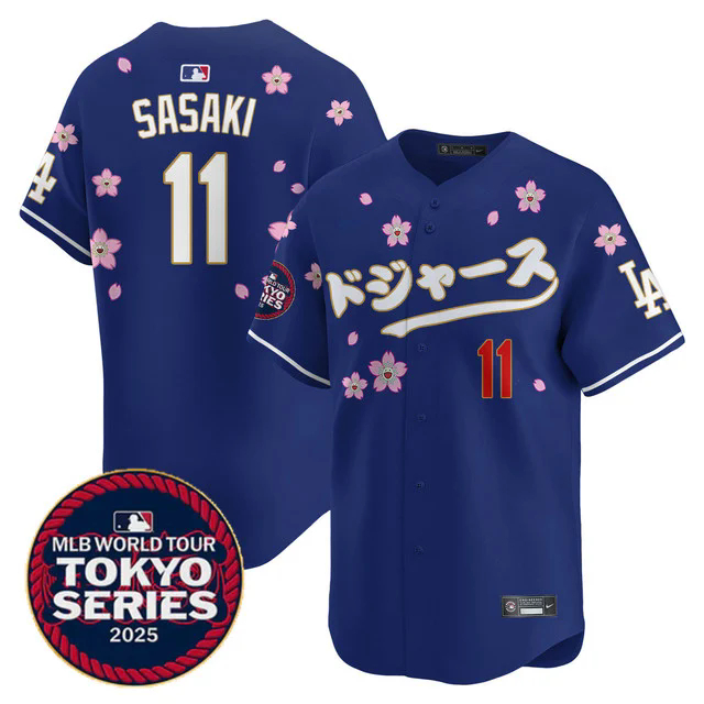 Men's Los Angeles Dodgers Tokyo Series 2025 Vapor Limited Jersey N6 ROYAL #11 ROKI SASAKI.webp