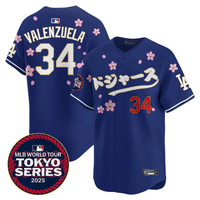Men's Los Angeles Dodgers Tokyo Series 2025 Vapor Limited Jersey N6 ROYAL #34 FERNANDO VALENZUELA.webp