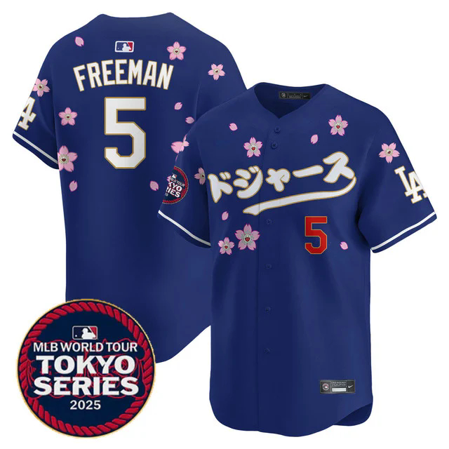Men's Los Angeles Dodgers Tokyo Series 2025 Vapor Limited Jersey N6 ROYAL #5 #FREDDIE FREEMAN.webp