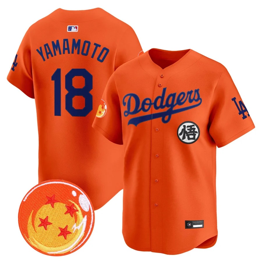 Men's Los Angeles Dodgers x Dragon Ball Vapor Premier Limited Jersey #18 Yamamoto