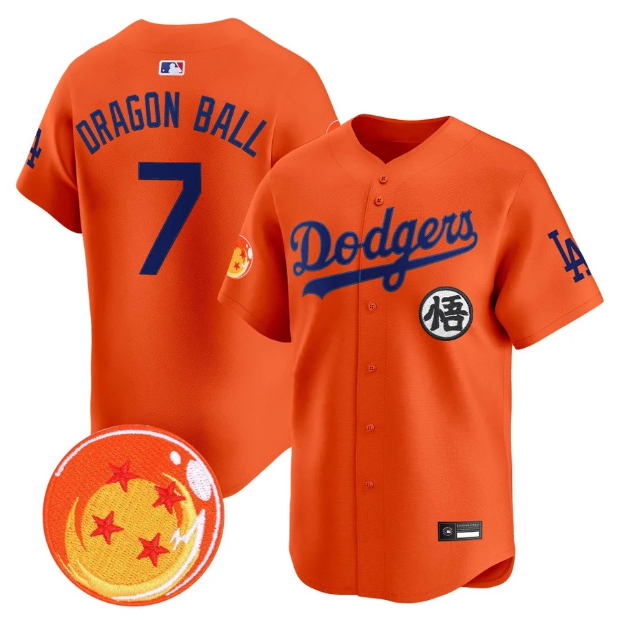 Men's Los Angeles Dodgers x Dragon Ball Vapor Premier Limited Jersey #7 Dragon Ball