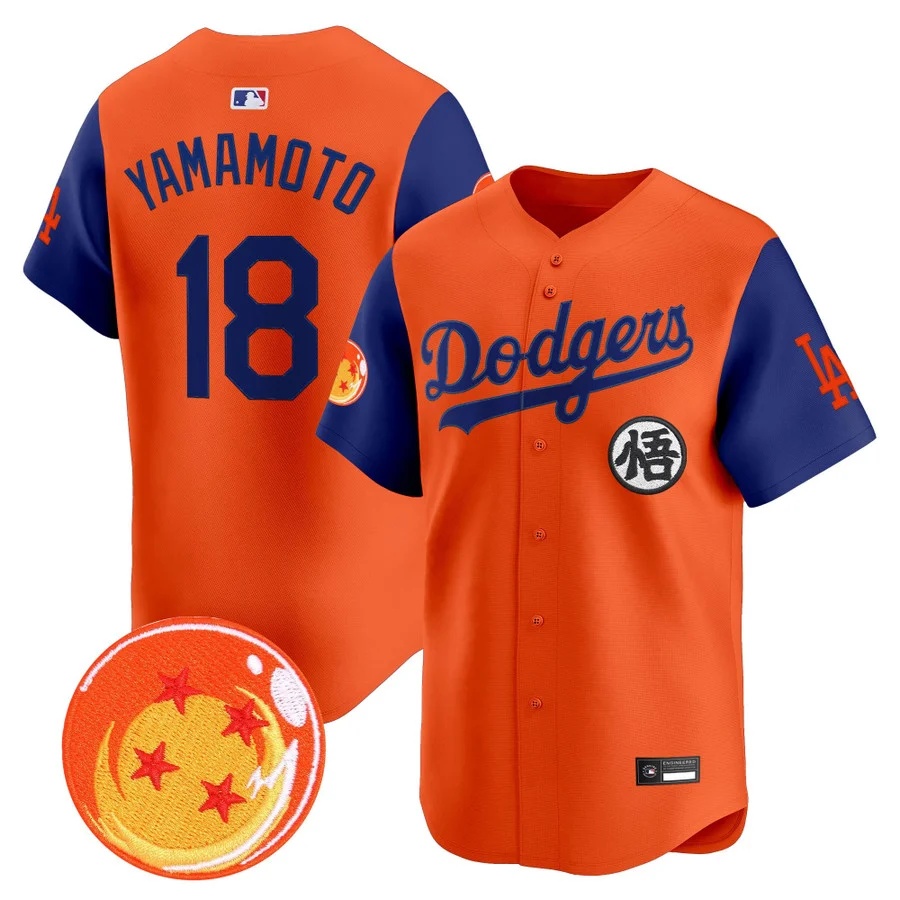 Men's Los Angeles Dodgers x Dragon Ball Vapor Premier Limited Jersey alternate #18 Yamamoto