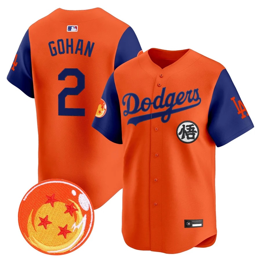 Men's Los Angeles Dodgers x Dragon Ball Vapor Premier Limited Jersey alternate #2 Gohan