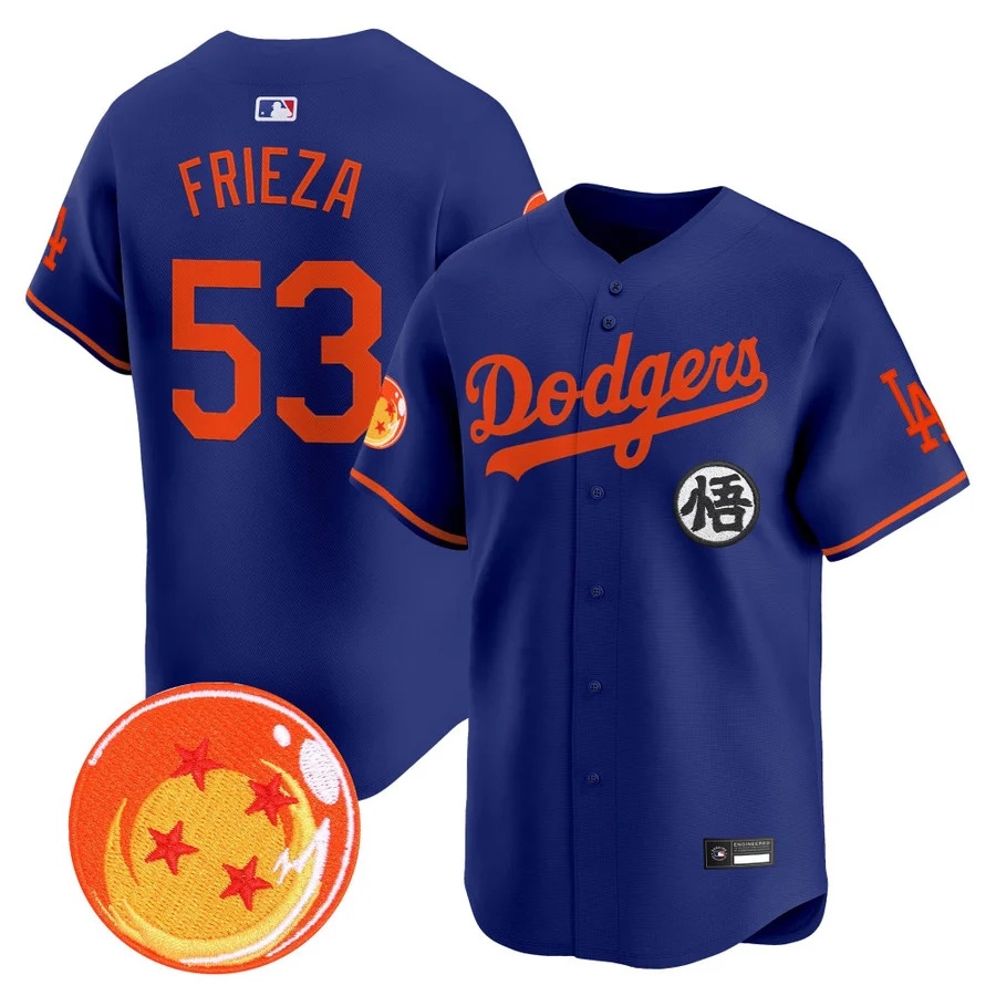 Men's Los Angeles Dodgers x Dragon Ball Vapor Premier Limited Jersey royal #53 Frieza