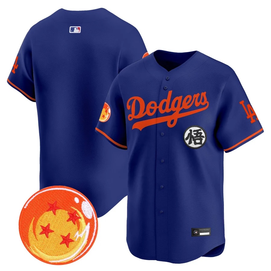 Men's Los Angeles Dodgers x Dragon Ball Vapor Premier Limited Jersey royal blank
